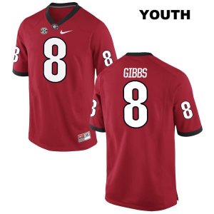 Youth Georgia Bulldogs NCAA #8 Deangelo Gibbs Nike Stitched Red Authentic College Football Jersey GGW6654SU